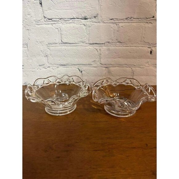 Vintage Duncan Miller Lace Edge Candle Holders Set of 2 - Picture 1 of 8